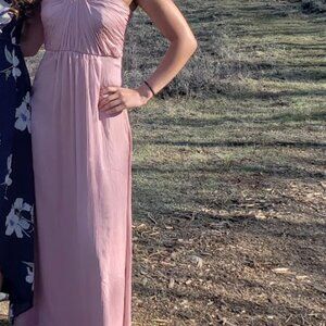 BHLDN Pink Chiffon Midi Dress (M)